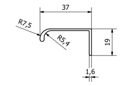 Uchwyt Krawędziowy FE-8 Biały Lakier Proszkowy - Konfigurator uchwytów na dowolny wymiar
