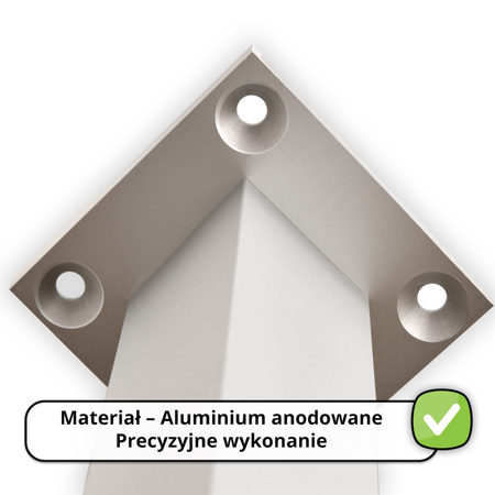 Aluminiowy Słupek na Biurko Ladę do Mocowania plexi/szkła - Prawy Aluminium - Konfigurator na wymiar