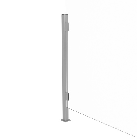 Aluminiowy Słupek na Biurko Ladę do Mocowania plexi/szkła - Lewy Aluminium - Konfigurator na wymiar