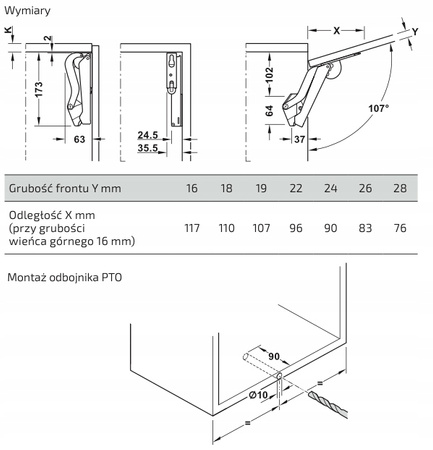 Podnośnik meblowy HAFELE FREE SPACE Biały