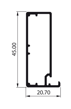 Ramka aluminiowa F21 Czarny mat - Konfigurator profili do frontów i luster na wymiar