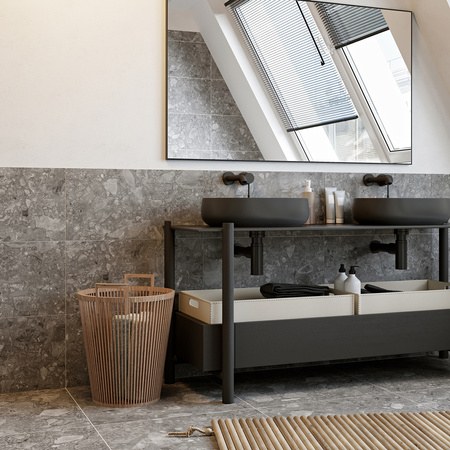 Lustro w aluminiowej ramie F11 Złoty mat szczotkowany - Konfigurator na wymiar
