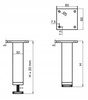 1 x Aluminiowa nóżka stopka meblowa regulowana FEST 30x30 mm - Alu