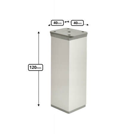 6 x Aluminiowa nóżka stopka meblowa regulowana FEST 40x40 mm - Złota