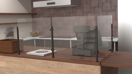 Aluminiowy Słupek na Biurko Ladę do Mocowania plexi/szkła - Narożny Czarny - Konfigurator na wymiar