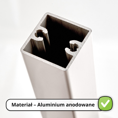 Aluminiowy słupek do mocowania plexi/szkła prawy czarny - Konfigurator na wymiar