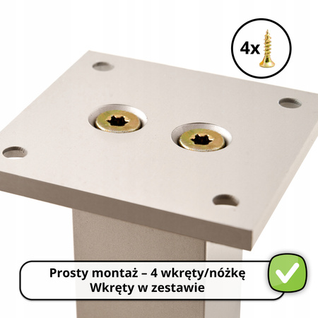 1 x Aluminiowa nóżka stopka meblowa regulowana FEST 30x30 mm - Alu