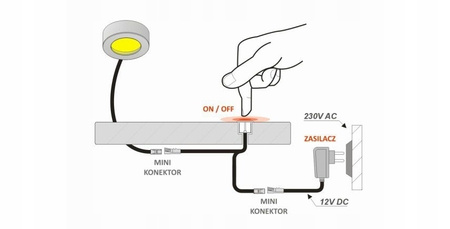 Wyłącznik-Ściemniacz dotykowy meblowy LED chrom - Design Light WYL-SENS-36W-CH-02