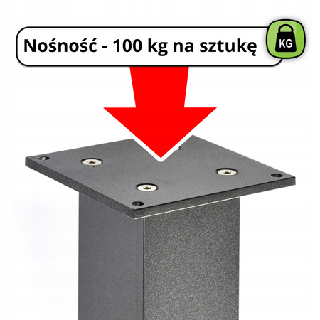 4 x Aluminiowa nóżka ryflowana stopka meblowa regulowana z płytką FEST 60x60 mm - Alu