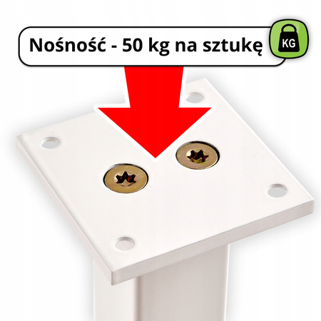 1 x Aluminiowa nóżka stopka meblowa FEST 30x30 mm - Biała
