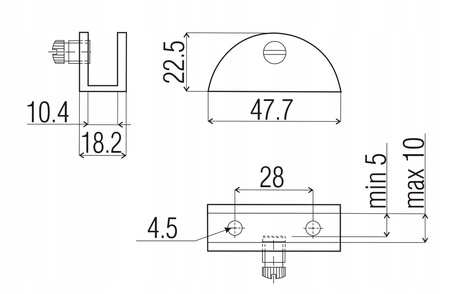 Wspornik uchwyt półki szklanej MP0104 chrom + wkręty + kołki