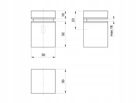 Uchwyt do szkła/płyty GS02 aluminium + wkręty + kołki