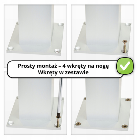 4 x Aluminiowa nóżka ryflowana stopka meblowa regulowana z płytką FEST 60x60 mm - Czarna