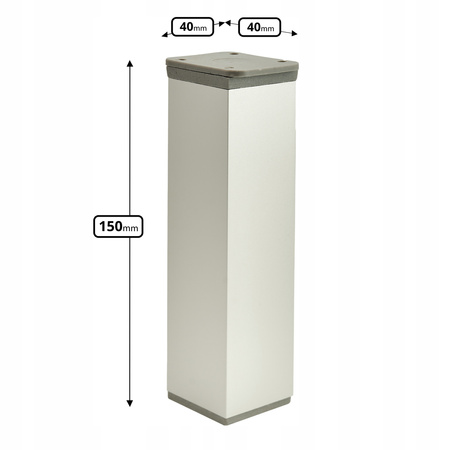 4 x Aluminiowa nóżka stopka meblowa regulowana FEST 40x40 mm - Biała