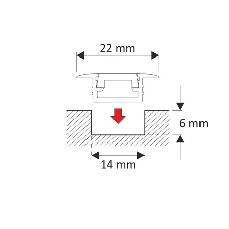 Aluminiowy profil kanał LED wpuszczany (aluminium) + Klosz - Konfigurator na wymiar