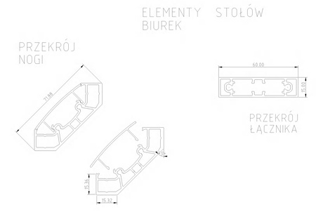 Stelaż Loftowy TWIN – Aluminiowa Podstawa Stołu – Naturalne aluminium – Konfigurator na wymiar