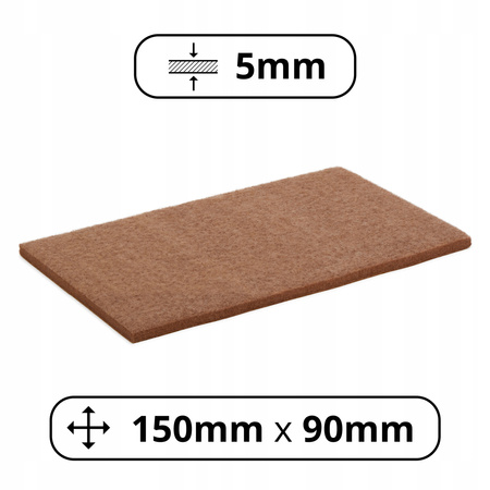Filc meblowy samoprzylepny 150x90 mm brązowy (1 arkusz)