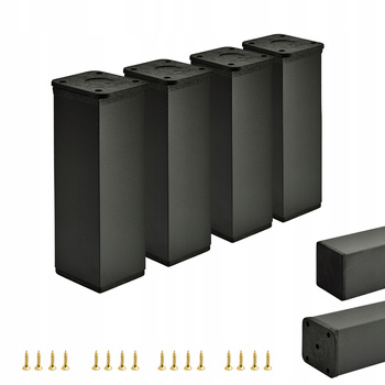 4 x Aluminiowa nóżka stopka meblowa regulowana FEST 40x40 mm - Czarny mat