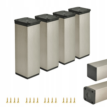 4 x Aluminiowa nóżka stopka meblowa regulowana FEST 40x40 mm - Inox