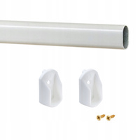 Stalowy drążek meblowy do szaf biały 22x15 mm + mocowania + wkręty