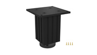 1 x Aluminiowa nóżka ryflowana stopka meblowa regulowana z płytką FEST 60x60 mm - Czarna