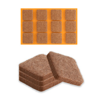 Kwadratowy filc meblowy samoprzylepny 28x28 mm brązowy (12 sztuk)