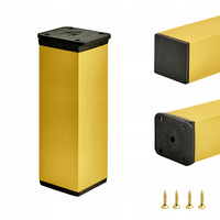 1 x Aluminiowa nóżka stopka meblowa regulowana FEST 40x40 mm - Złota