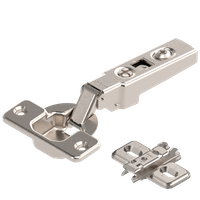 Zawias nakładany do szerokich ramek | Bez hamulca | Clip | Srebrny 71M2550 + Prowadnik 173L6100