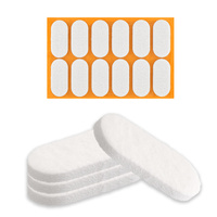 Owalny filc meblowy samoprzylepny 20x44 mm biały (12 sztuk)